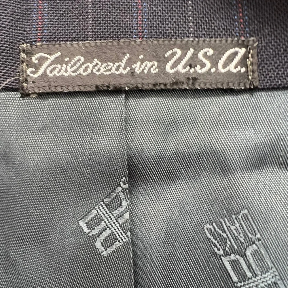Daks London New York Wool‎ Blazer VTG Mens Navy Pinstripe Suit Jacket 44R USA